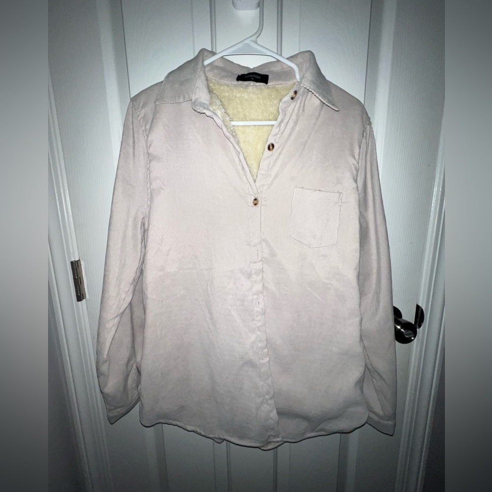 Cream Sherpa Lined Button Down
